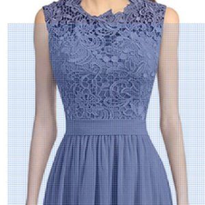 Women's A-line Lace Top Chiffon Bottom Wedding Party Bridesmaid Dress Long